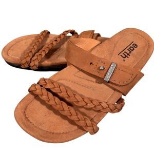 Earth Women's Braided Leather Slip-On Sandals Brown Size 8.5 Casual